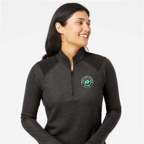 Dallas Stars Elite Adidas Women's Heathered Quarter-Zip Pullover with Colorblocked Shoulders