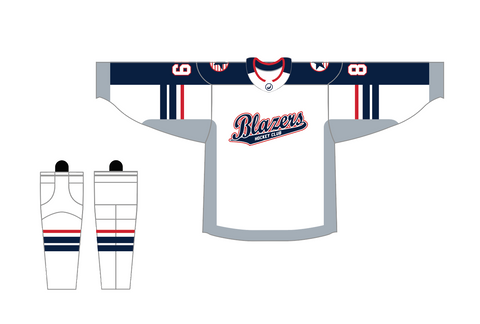 1996 USA White Boch Blazers Uniform Package Single Jersey and Pair of Socks