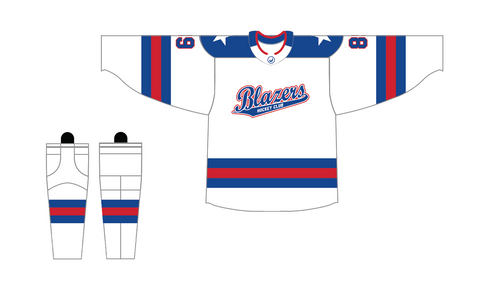 1980's USA White Boch Blazers Uniform Package Single Jersey and Pair of Socks