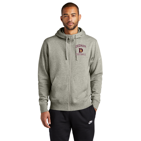 Dedham Football Nike Club Fleece Sleeve Swoosh Full-Zip Hoodie