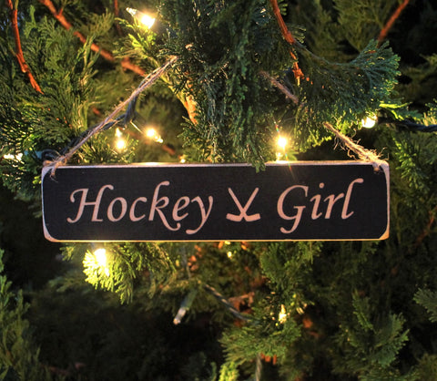 Hockey Girl Ornament Painted Pastime